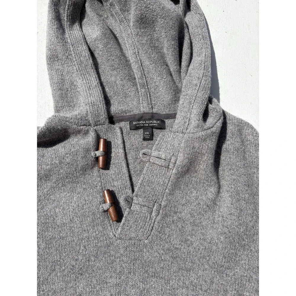 Men's Banana Republic Sweater Gray Solid 2XL Toggle Professor Fisherman Cardigan
